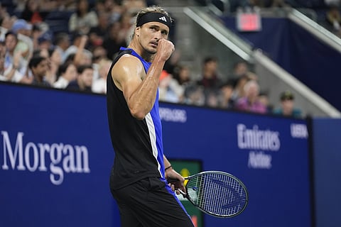 US Open 2024: Germany's Alexander Zverev gestures during a third round match against Argentina's Tomas Martin Etcheverry 